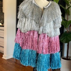 Nasty Gal Fabulouse Multicolored Fringe Jacket The perfect party jacket size 14